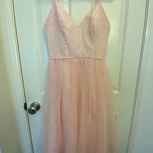 Bridesmaid/prom corded lace corset bodice dress with tulle skirtcolor